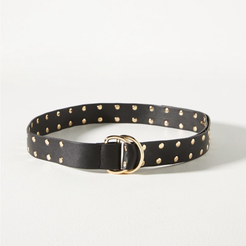 Anthropologie Black and Gold Studded Wrap Belt NWT Medium/Large